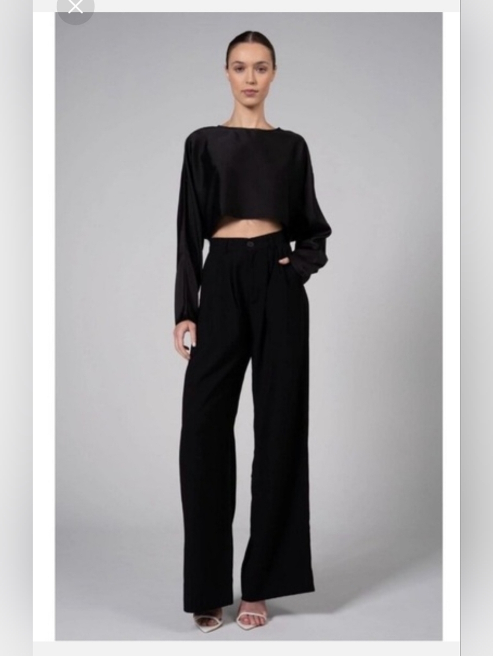 REVOLVE Nonchalant Label Fabi Black Wide Leg Trousers High Waisted Chic Size L